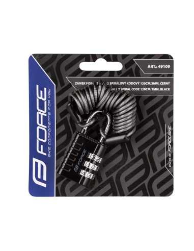 CADENAS FORCE SMALL 2 SPIRAL 120CM/3MM NOIR