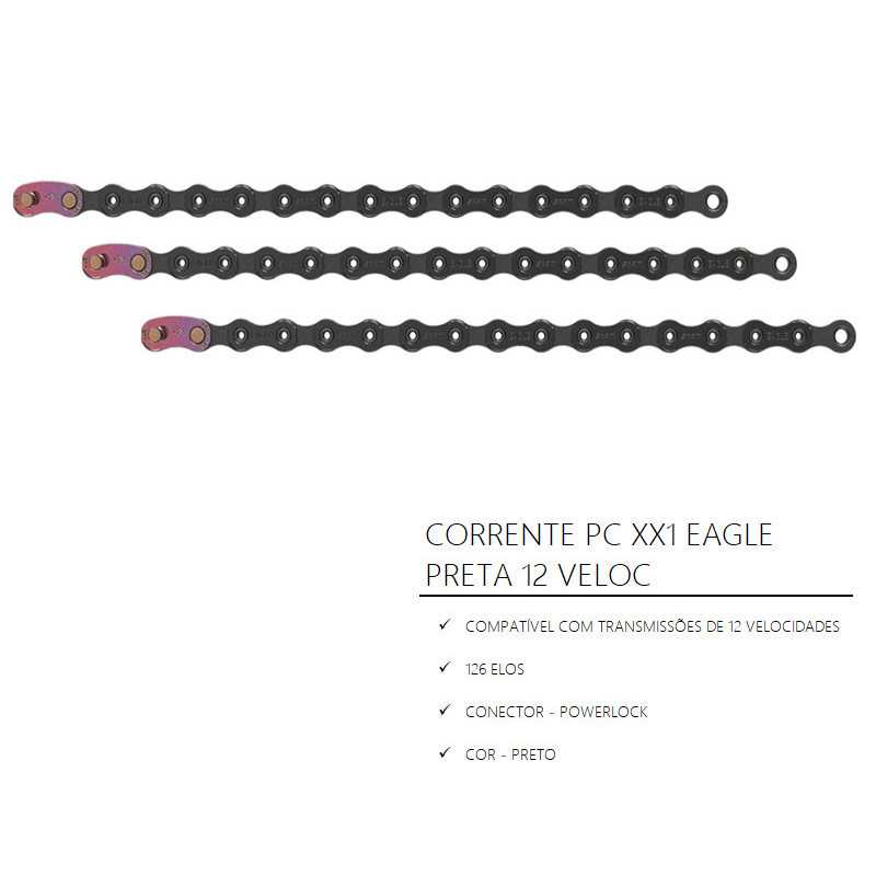 CORRENTE PC XX1 EAGLE PRETA 126 ELOS 12 VELOC.