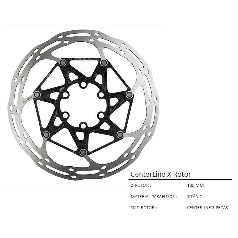 DISCO CENTERLINE 2 PIECE 180MM BK (INC PARAFUSOS TI)ROUNDED