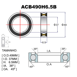 ROULEMENTS PREMIUM ACB490H6.5B 49X37X6.5X36X45 1-3/8