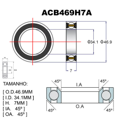 RODAMIENTOS PREMIUM ACB469H7A 34.1X46.9X7X45X45 1-1/4"