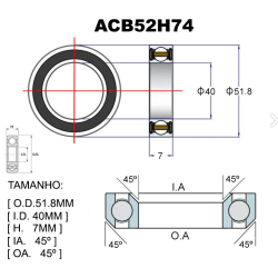 BEARINGS PREMIUM ACB518H7F Ø51.8X40X7X45X45 FOIL 22/ADDICT RC