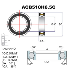 BEARINGS PREMIUM ACB510H6.5C Ø51X40X6.5X36X36