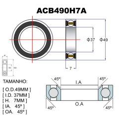 BEARINGS PREMIUM ACB490H7A Ø49.0X37X7X45X45 1-3/8 SPECIALIZED