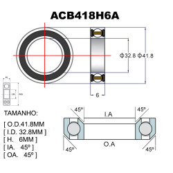 BEARINGS PREMIUM ACB418H6A Ø41.8X32.8X6X45X45 GIANT/FSA MR 136