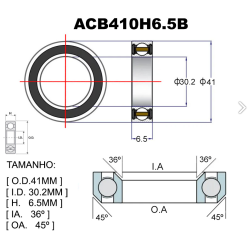 ROLAMENTO PREMIUM ACB410H6.5B Ø41X30.2X6.5X36X45