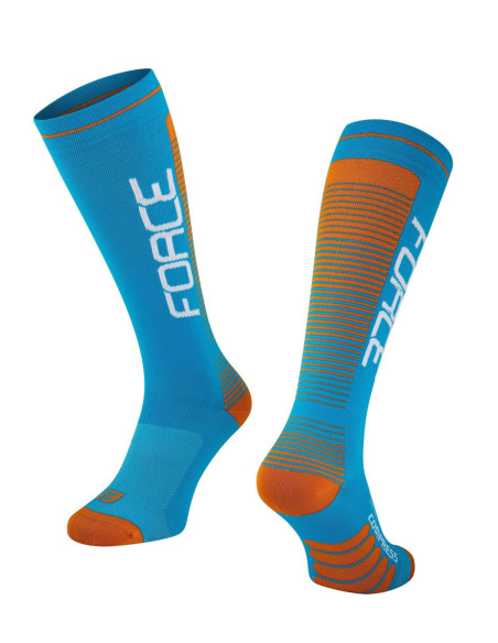 Meias de Compressão FORCE F AZUL-LARANJA