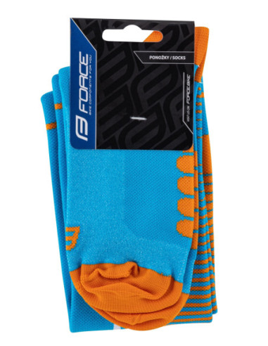  Meias de Compressão FORCE F AZUL-LARANJA