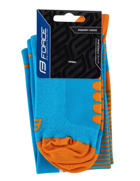  Meias de Compressão FORCE F AZUL-LARANJA
