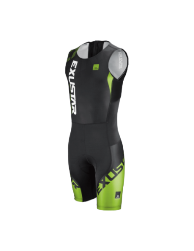 Fato de Triatlo EXUSTAR E-CT11 PRETO-VERDE