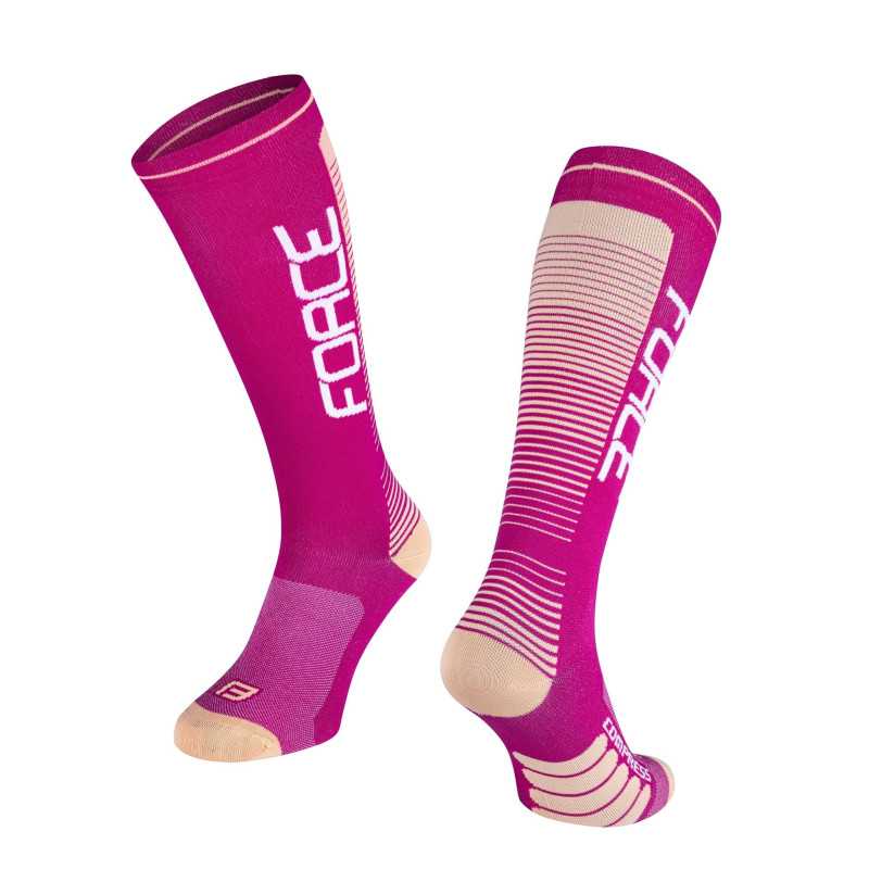 Chaussettes de compression FORCE F COMPRESS ROSE