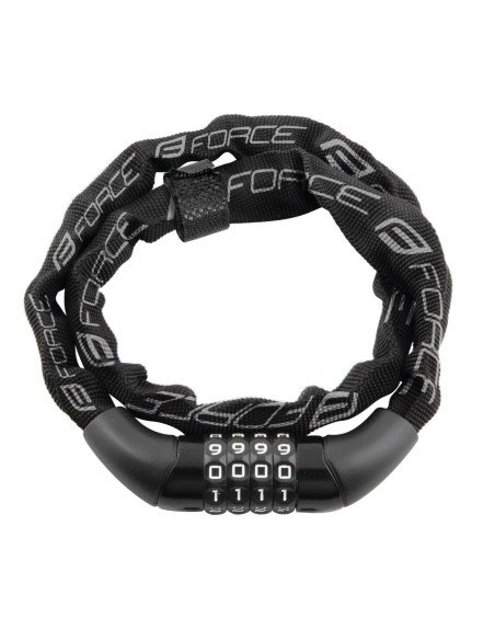 Cadeado código FORCE CHAIN 120cm/4mm Preto