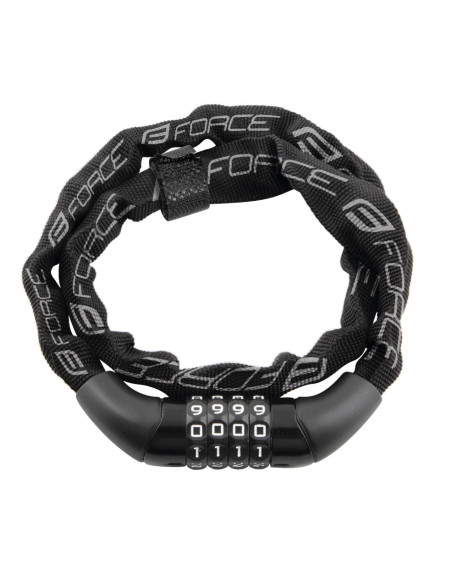Cadeado código FORCE CHAIN 120cm/4mm Preto