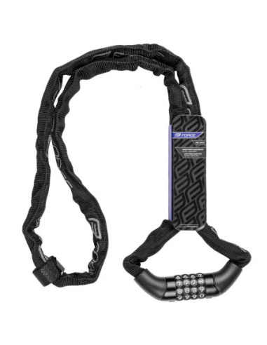  Cadeado código FORCE CHAIN 120cm/4mm Preto