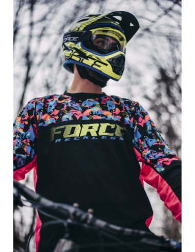  Capacete FORCE TIGER downhill preto-fluo-azul