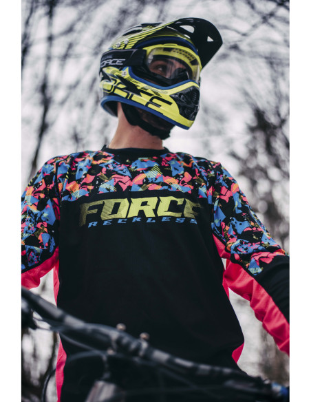  Capacete FORCE TIGER downhill preto-fluo-azul