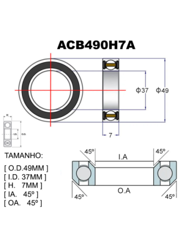 RODAMIENTOS PREMIUM ACB490H7A Ø49.0X37X7X45X45 1-3/8