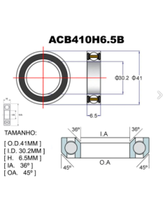 ROLAMENTO PREMIUM ACB410H6.5B Ø41X30.2X6.5X36X45
