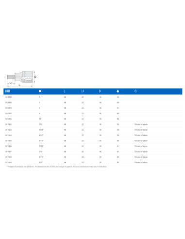  Chave hexagonal 3/8" 8
