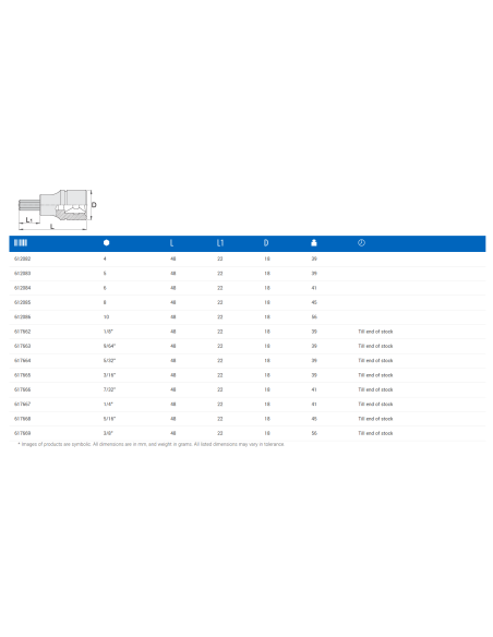  Chave hexagonal 3/8" 8